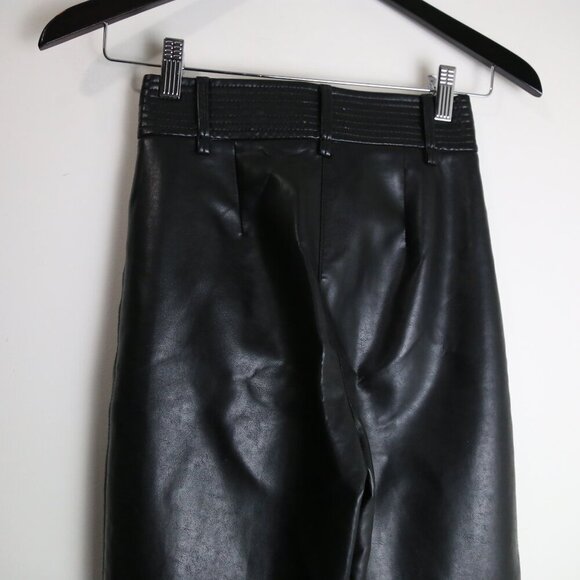Aritzia Wilfred Funk Pants Black High Rise Gloss Vegan Leather Size 00 - Picture 9 of 9